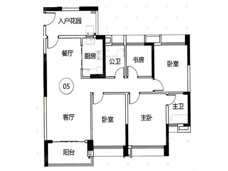 雅居乐万象郡-4室2厅2卫-128.00平米