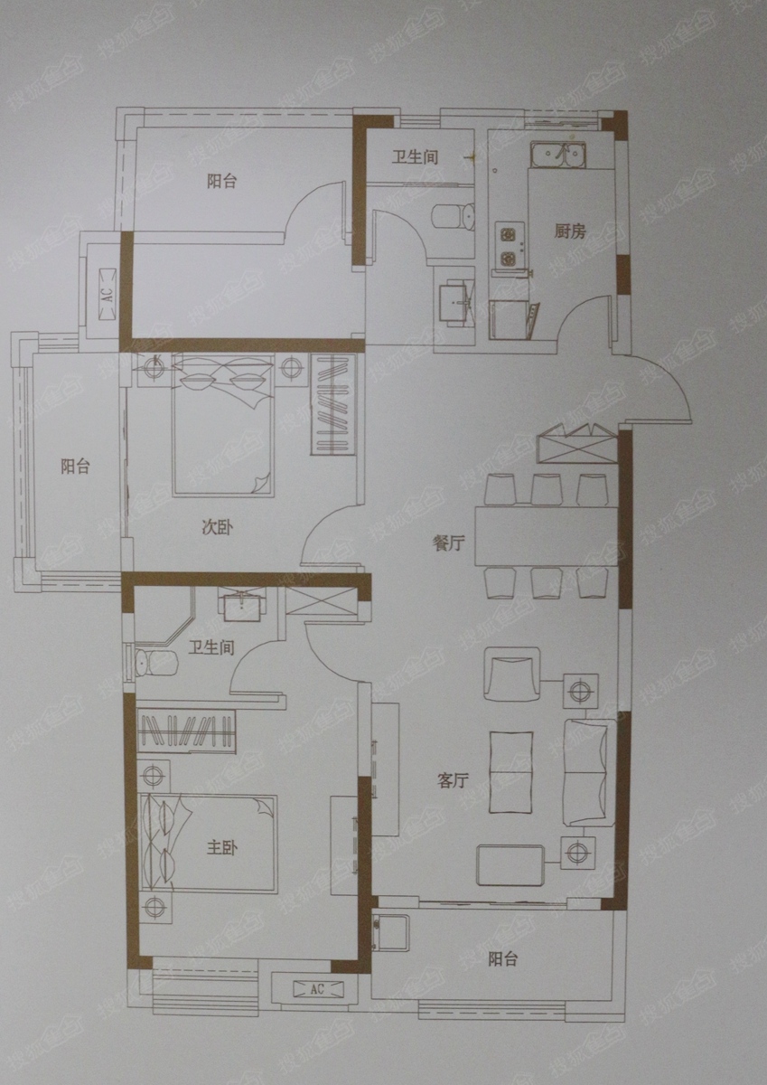 海亮江湾城二居室b3_海亮江湾城户型图-阜阳搜狐焦点网