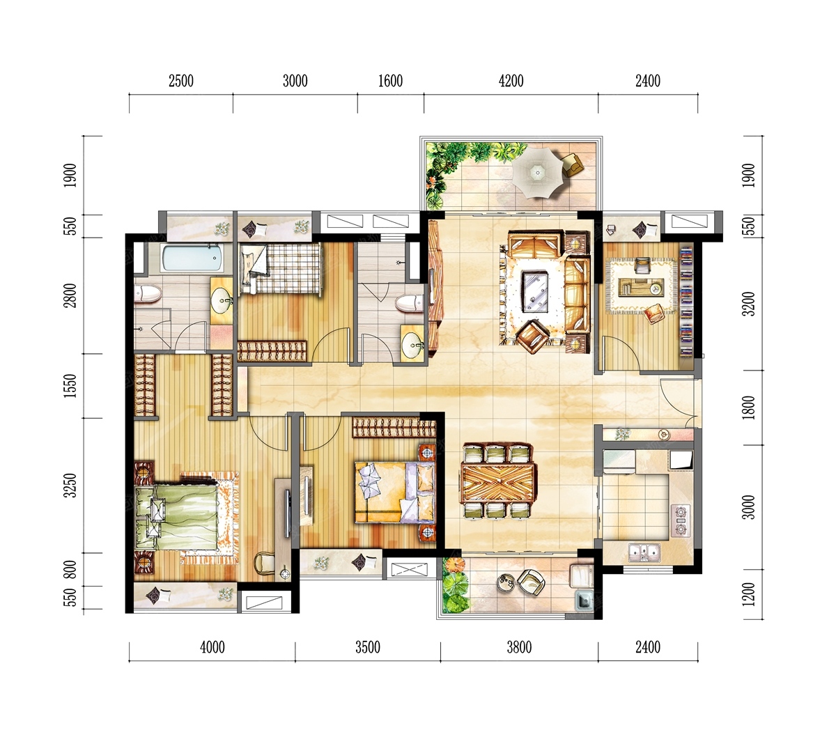 时代柏林四居室142-144平_时代柏林户型图-广