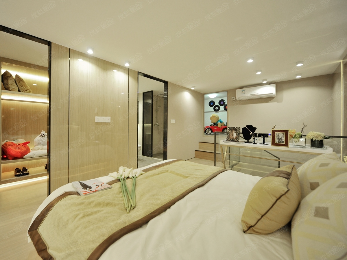 广州绿地城45平住宅型公寓样板间图-卧室全景