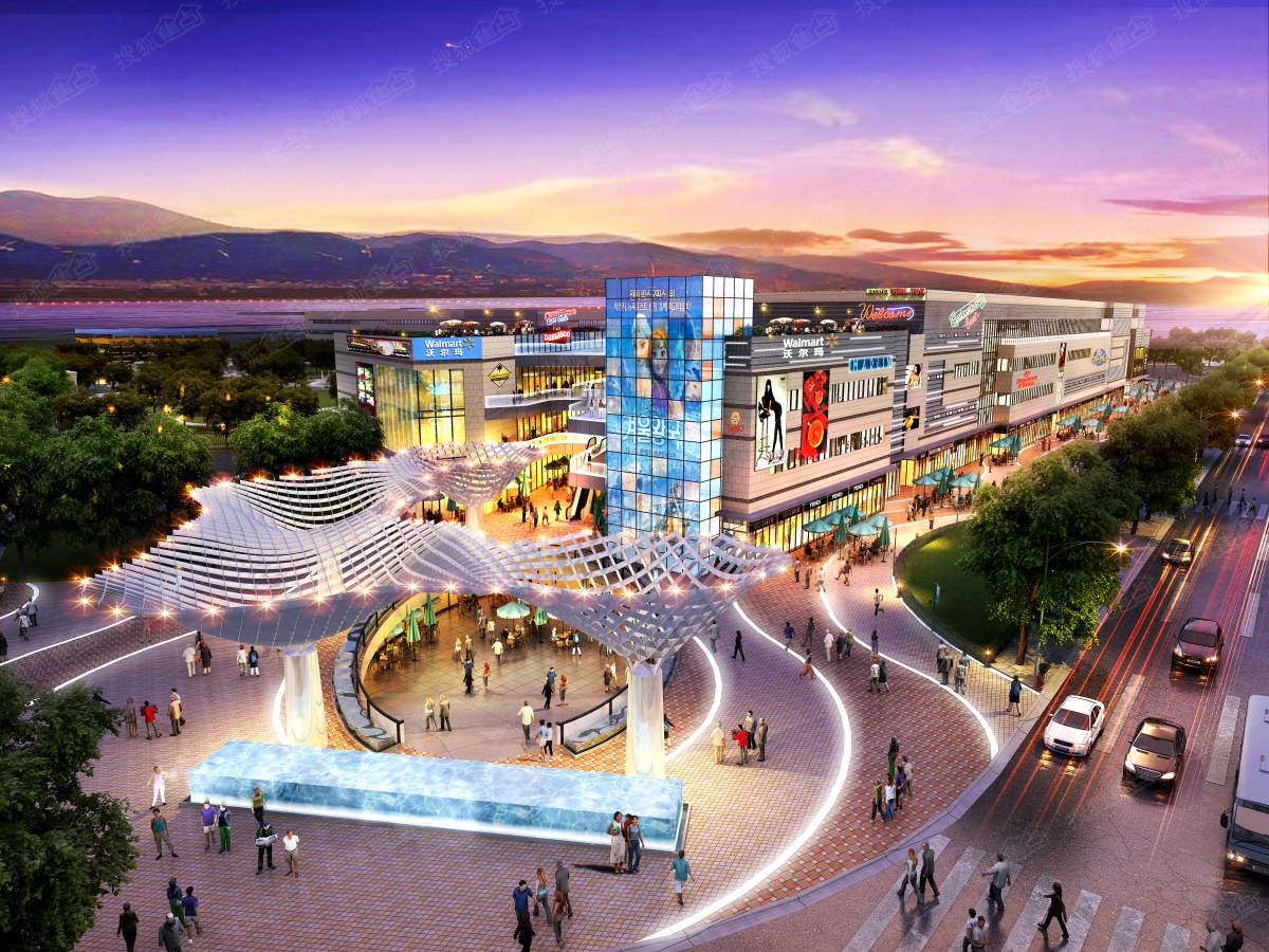 龙斗壹号海岸城海岛之门-半鸟瞰黄昏效果图-昆明搜狐焦点网