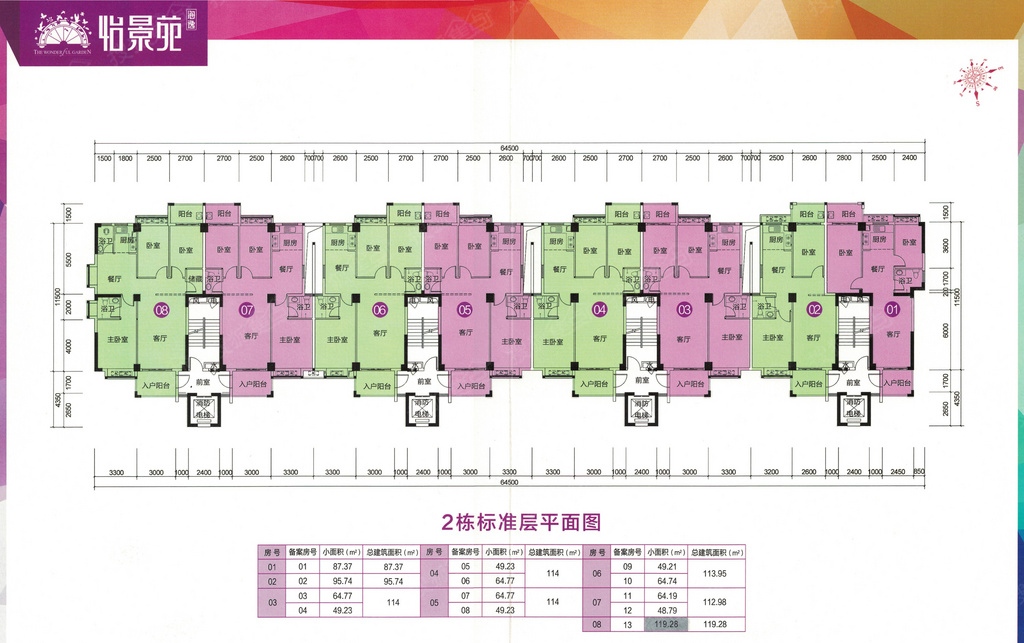 怡景海逸雅苑2幢标准层平面图