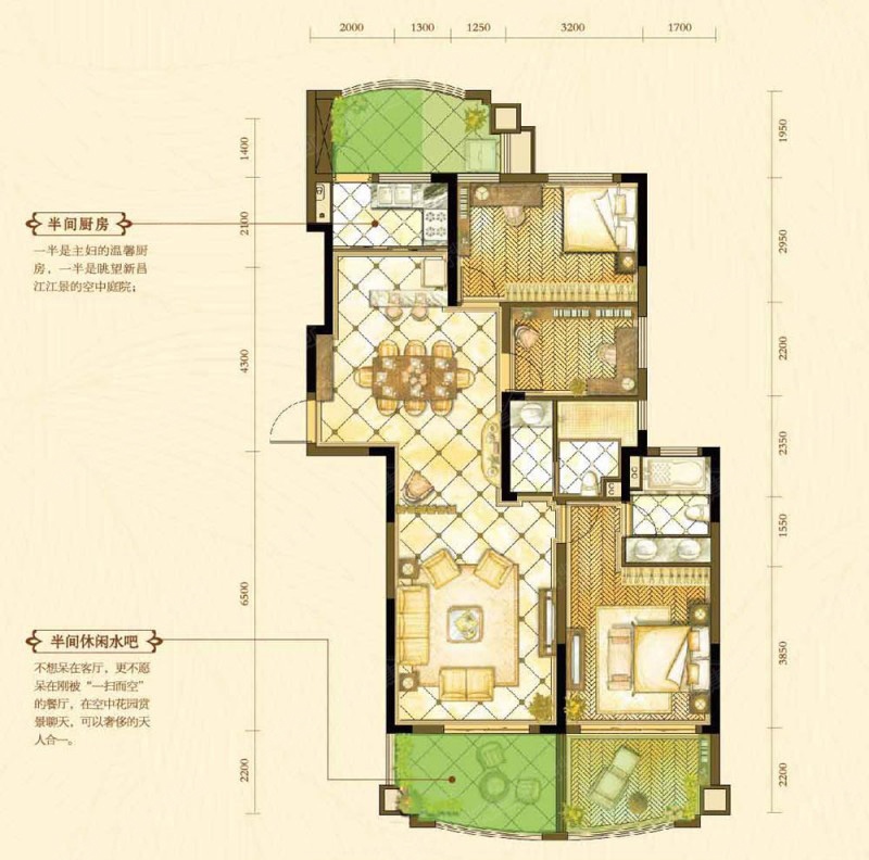 万丰香樟公馆户型图-3室2厅2卫-127m