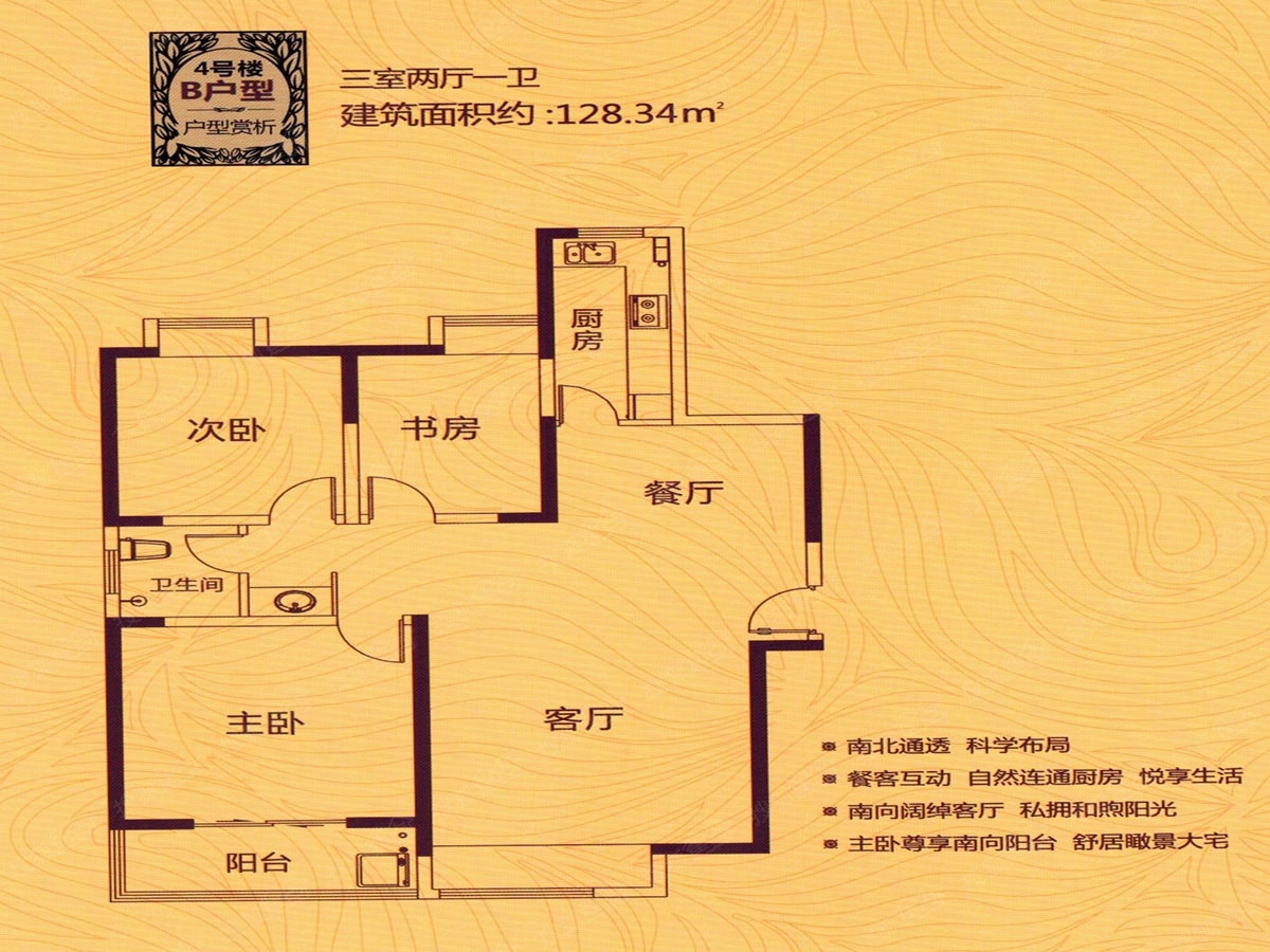 华城国际广场三居室4号楼b户型_华城国际广场户型图-咸阳搜狐焦点网