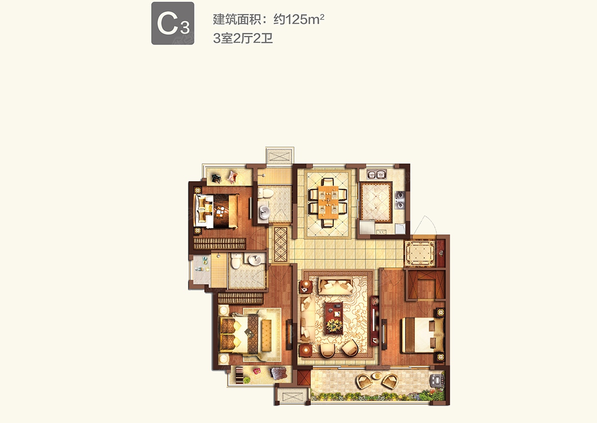 融创瑷颐湾三居室c3_融创瑷颐湾户型图-无锡搜狐焦点网